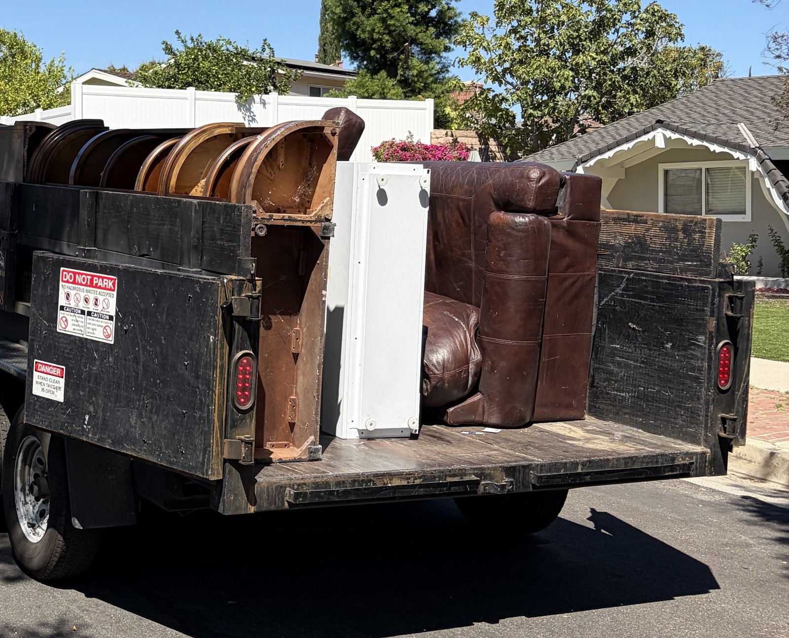 Furniture removal job loaded for haul-away in the San Fernando Valley